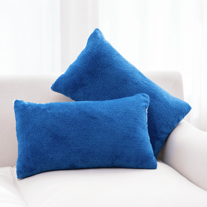 Cheer Collection Microsherpa Throw Pillow Ultra Soft and Fluffy, Elegant Home Decor, Velvet Stylish Accent Pillows - Set of 2