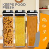 Cheer Collection One Size Airtight Food Storage Containers - Set of 4 IDENTICAL 65 oz Pantry Organizer Bins plus Marker and Labels