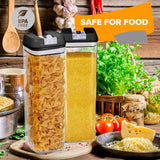 Cheer Collection One Size Airtight Food Storage Containers - Set of 4 IDENTICAL 65 oz Pantry Organizer Bins plus Marker and Labels