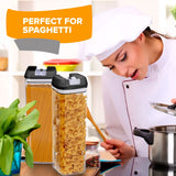 Cheer Collection One Size Airtight Food Storage Containers - Set of 4 IDENTICAL 65 oz Pantry Organizer Bins plus Marker and Labels