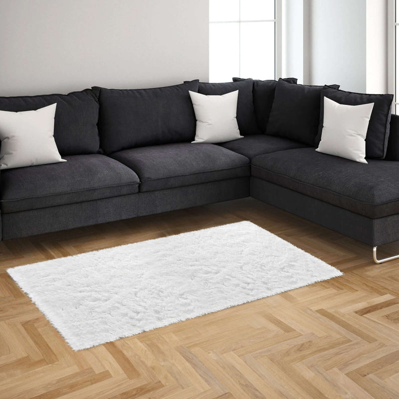 Cheer Collection Plush Shaggy Hair Area Fuzzy Rug 32" x 61" - White