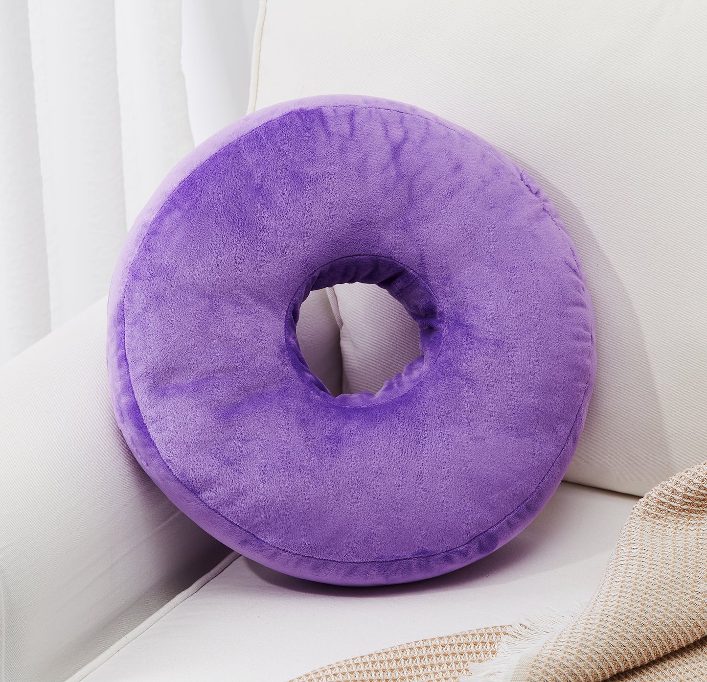 Cheer Collection Round Donut Pillow - Super Soft Microplush Doughnut Pillow and Comfy Seat Cushion for Kids and Adults