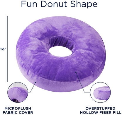 Cheer Collection Round Donut Pillow - Super Soft Microplush Doughnut Pillow and Comfy Seat Cushion for Kids and Adults