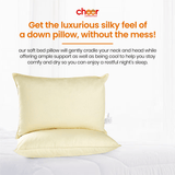 Cheer Collection Set of 2 Organic Kapok Bed Pillows, Fiber Filled Sleeping Pillows with Breathable Cotton Shell