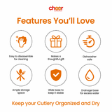 Cheer Collection Utensil Organizer Caddy and Drying Rack with Drip Tray