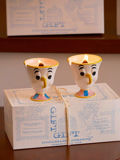 Chip Potts Scented Soy Wax Candles Set of 2 Pcs - Cute Ceramic Cartoon Mug Candle