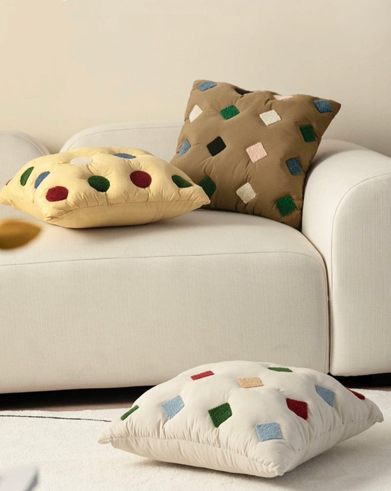 Cozy Puffy Decorative Cookies Throw Pillow - Cute Designer Couch Pillow