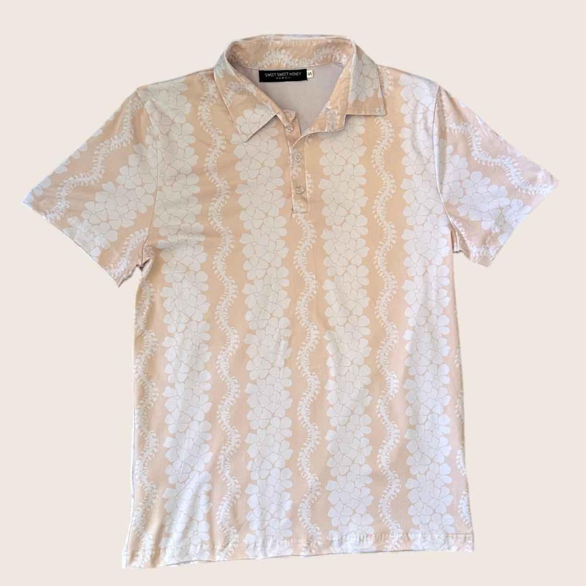 Cream Puakenikeni Mens Collared Shirt