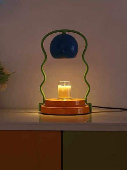 Cute Retro Whimsical Eclectic Memphis Floral Candle Warmer Lamp For Large Candles