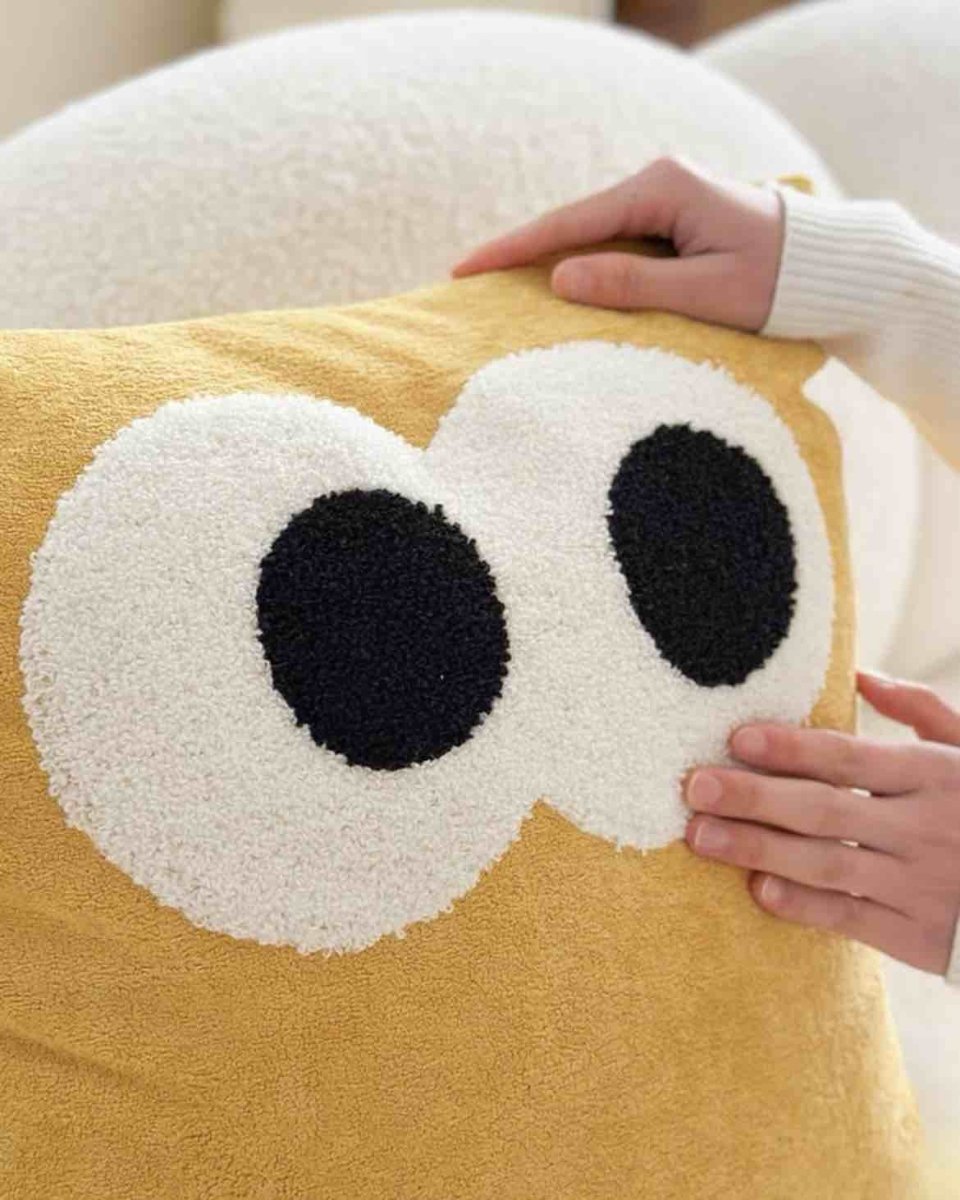 Cute Whimsical Big Eyes Puffy Decorative Throw Pillow