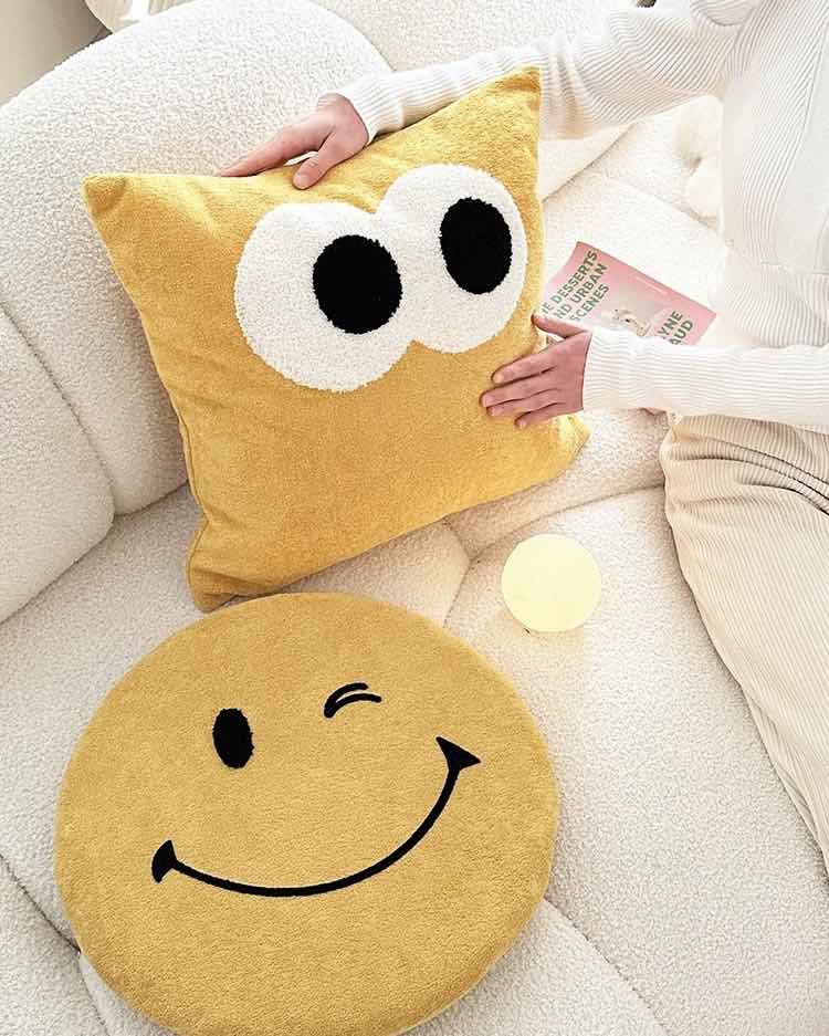 Cute Whimsical Big Eyes Puffy Decorative Throw Pillow