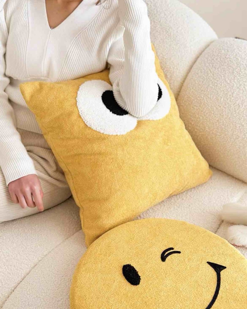 Cute Whimsical Big Eyes Puffy Decorative Throw Pillow