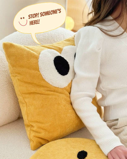 Cute Whimsical Big Eyes Puffy Decorative Throw Pillow