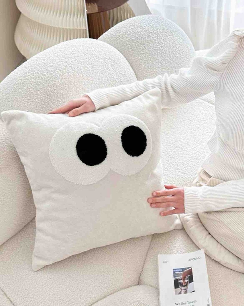 Cute Whimsical Big Eyes Puffy Decorative Throw Pillow