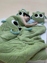 Big Eyes 2-in-1 Convertible Throw Pillow Blanket, Cute Whimsical Soft Cushion