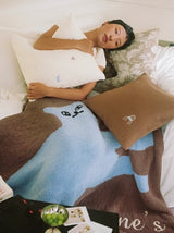 Funky Cat Throw Blanket - Cute Whimsical Earthy Tone