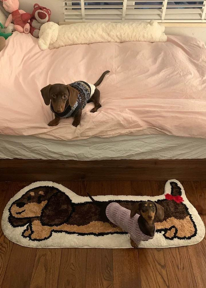 Cute Whimsical Ultra Soft Dachshunt Runner Rug