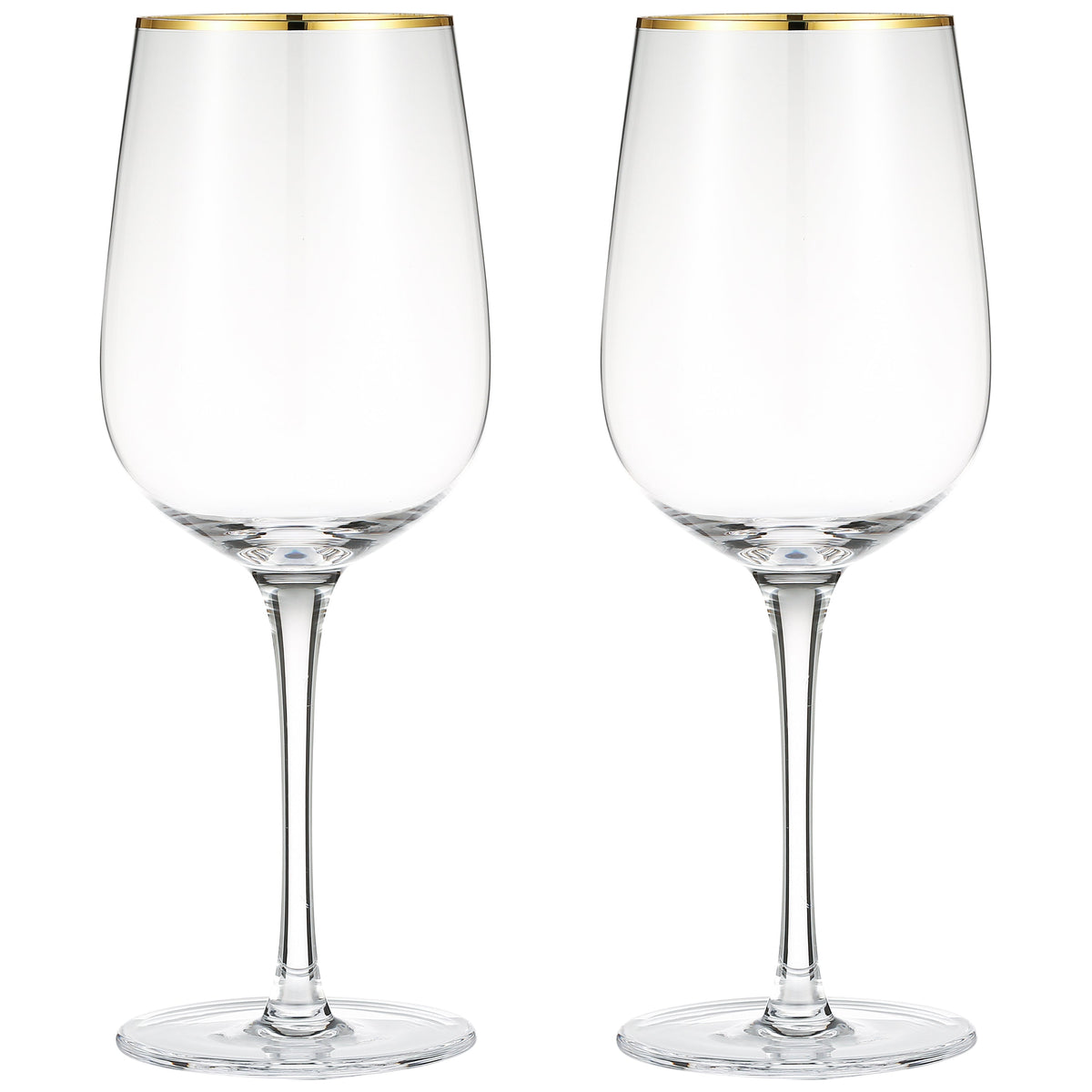 Berkware Luxurious and Elegant Long Stem Red Wine Glass with Gold tone Rim -  Set of 6