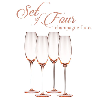 Berkware Luxurious and Elegant Sparkling Colored Glassware - Champagne Flutes - Set of 4