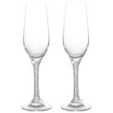 Berkware Champagne Glasses Set of 2 - Luxurious Crystal Champagne Flutes - Elegant Rhinestone Embellished Stem - Two Silver tone Champagne Glasses for toasting