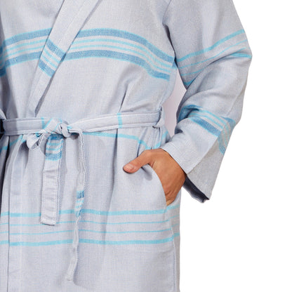 Antalya Unisex Bathrobe  - Turquoise by Hilana Upcycled Cotton