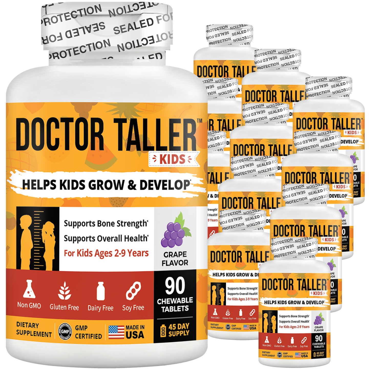 Doctor Taller Kids, Grape Multivitamins, Ages 2-9, 90 Vegan Chewables by NuBest Nutrition®