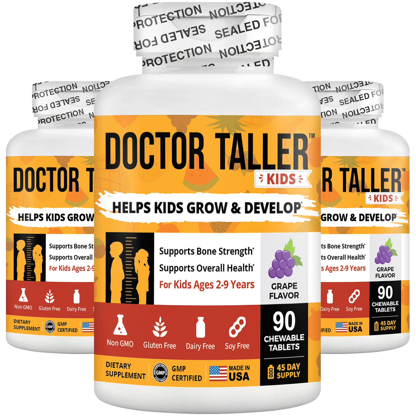 Doctor Taller Kids, Grape Multivitamins, Ages 2-9, 90 Vegan Chewables by NuBest Nutrition®