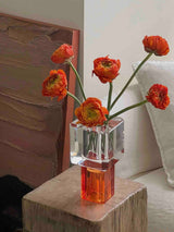 Modern Crystal Block Vase, Contemporary Table Setting Centrepieces