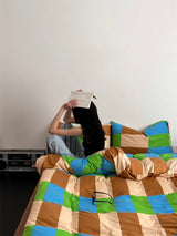 Dopamine Rainbow Checker Duvet Set With Pillowcases & Fitted Sheet