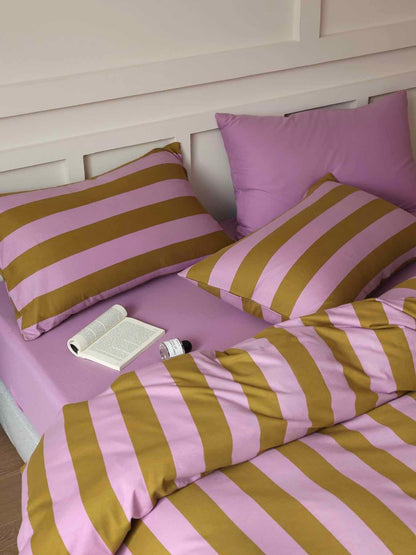 Dopamine Stripe Duvet Set With Pillowcases & Fitted Sheet