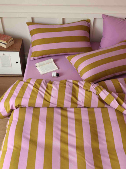 Dopamine Stripe Duvet Set With Pillowcases & Fitted Sheet