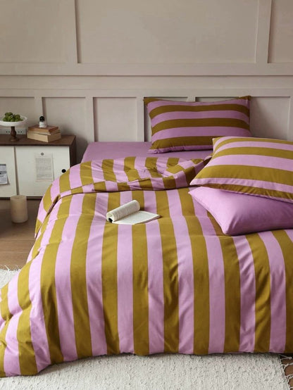 Dopamine Stripe Duvet Set With Pillowcases & Fitted Sheet