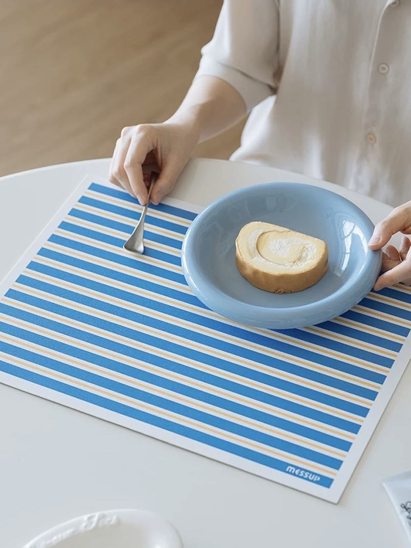 Dopamine Stripe Placemat Set Of 4 Pcs For Table Setting, Easy Cleaning