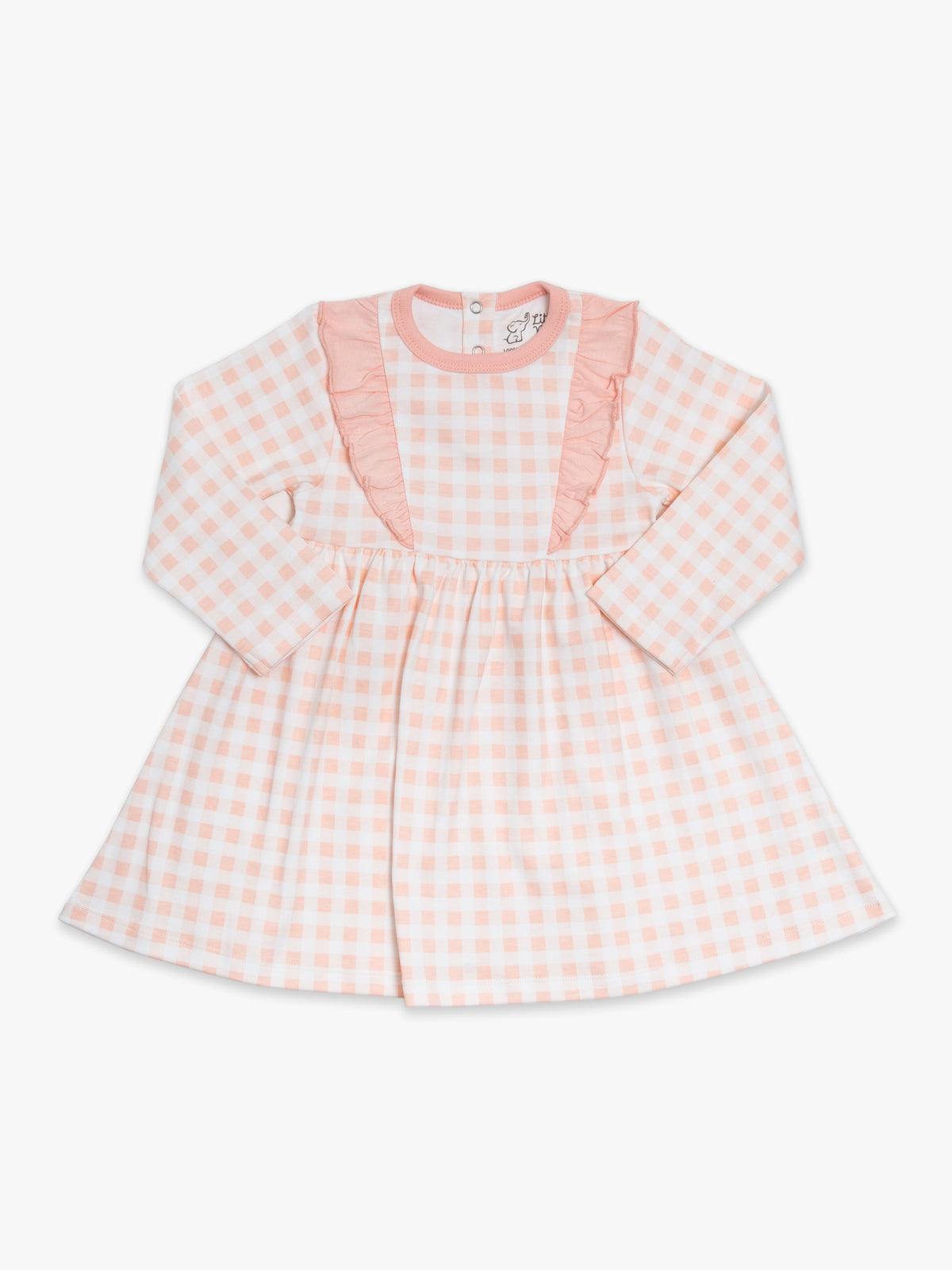 Organic Cotton Ruffled Dress - Pink Gingham by Little Moy