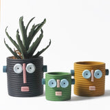 Dummy Robot Plant Flower Pot, Handmade Indoor / Outdoor Whimsical Ceramic Pots