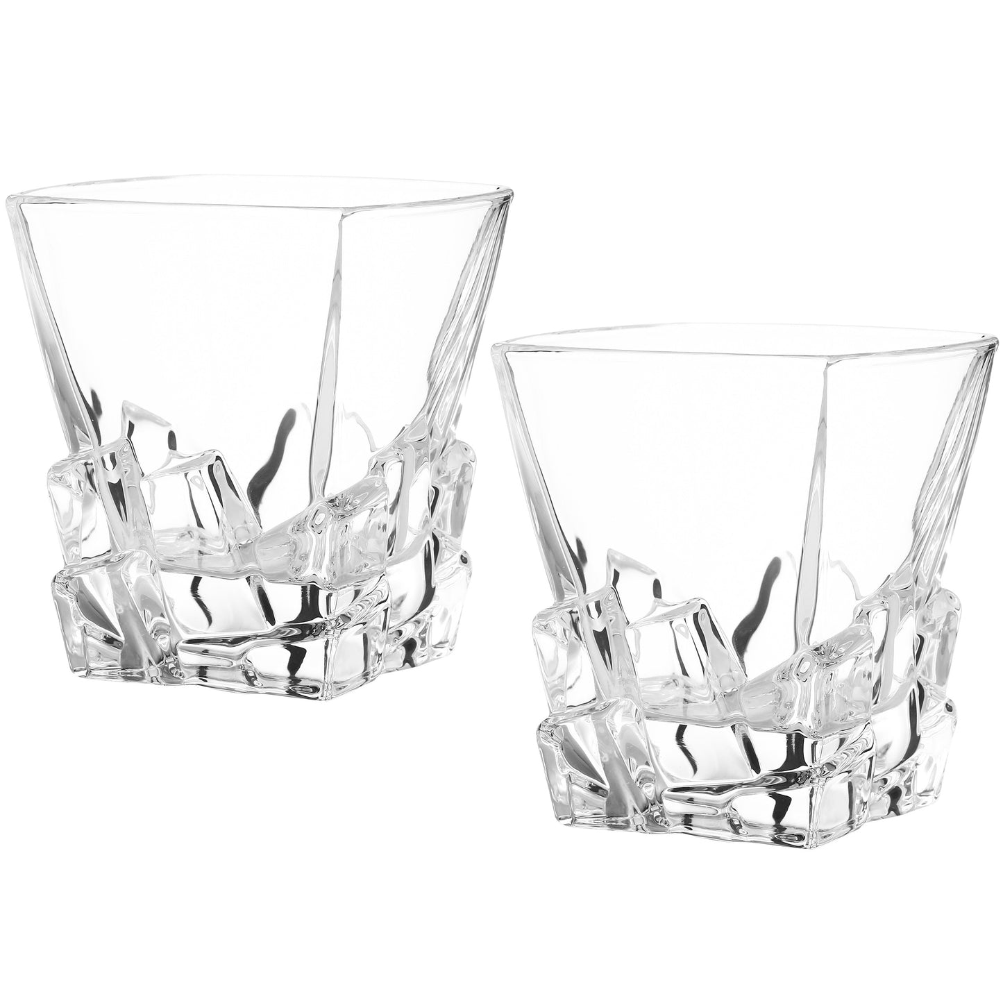 Berkware Lowball Whiskey Glasses - Modern Square Top Design -  Set of 6