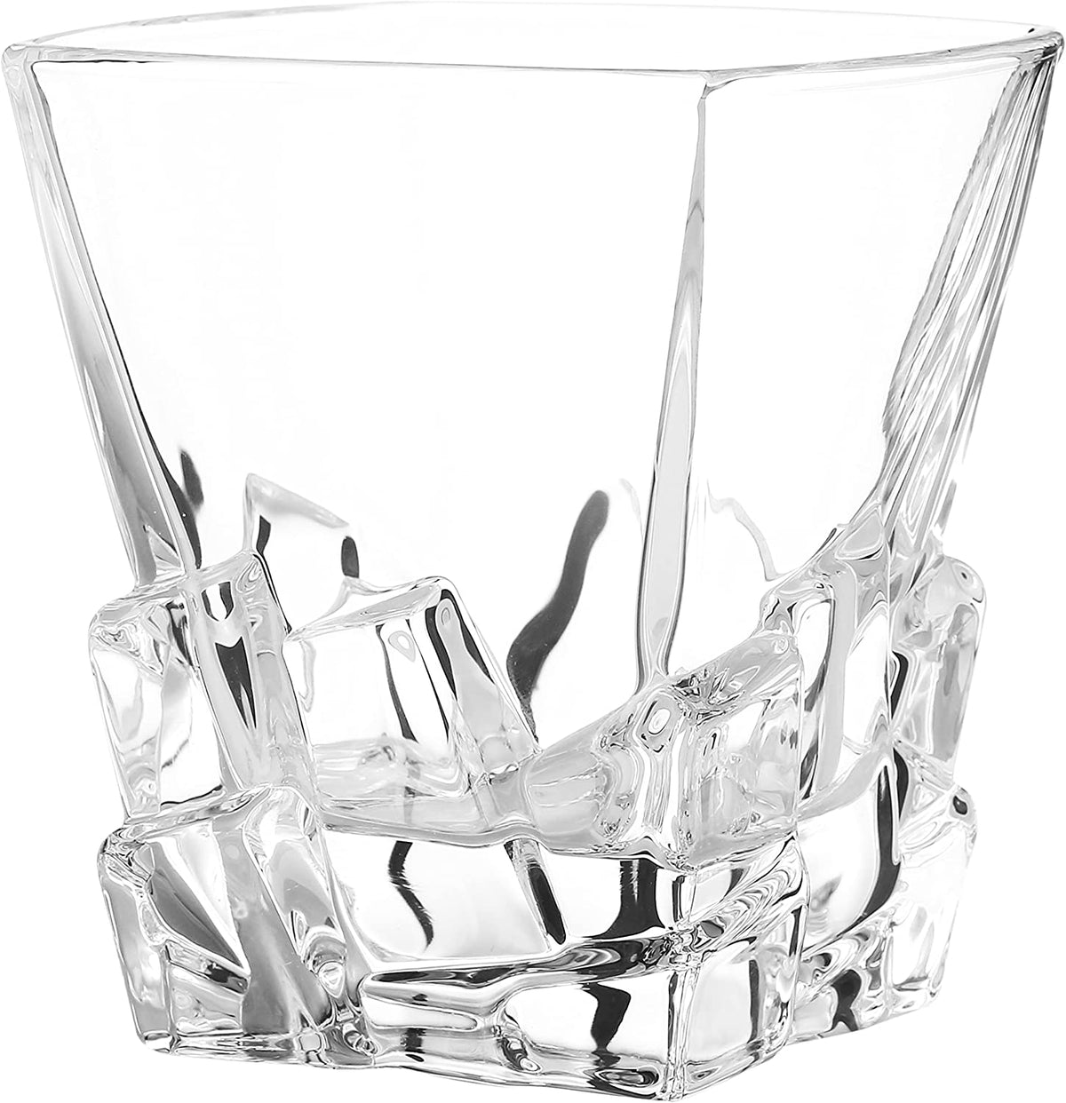 Berkware Lowball Whiskey Glasses - Modern Square Top Design - Set of 4