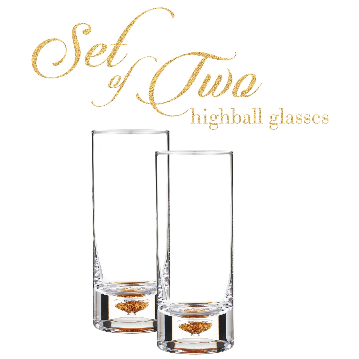 Berkware Whiskey Glasses with Unique Embedded Gold tone Flake Design