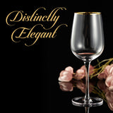 Berkware Luxurious and Elegant Long Stem Red Wine Glass with Gold tone Rim