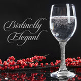 Berkware Set of 2 Crystal Wine Glasses - Elegant Silver tone Studded Long Stem Red Wine Glasses