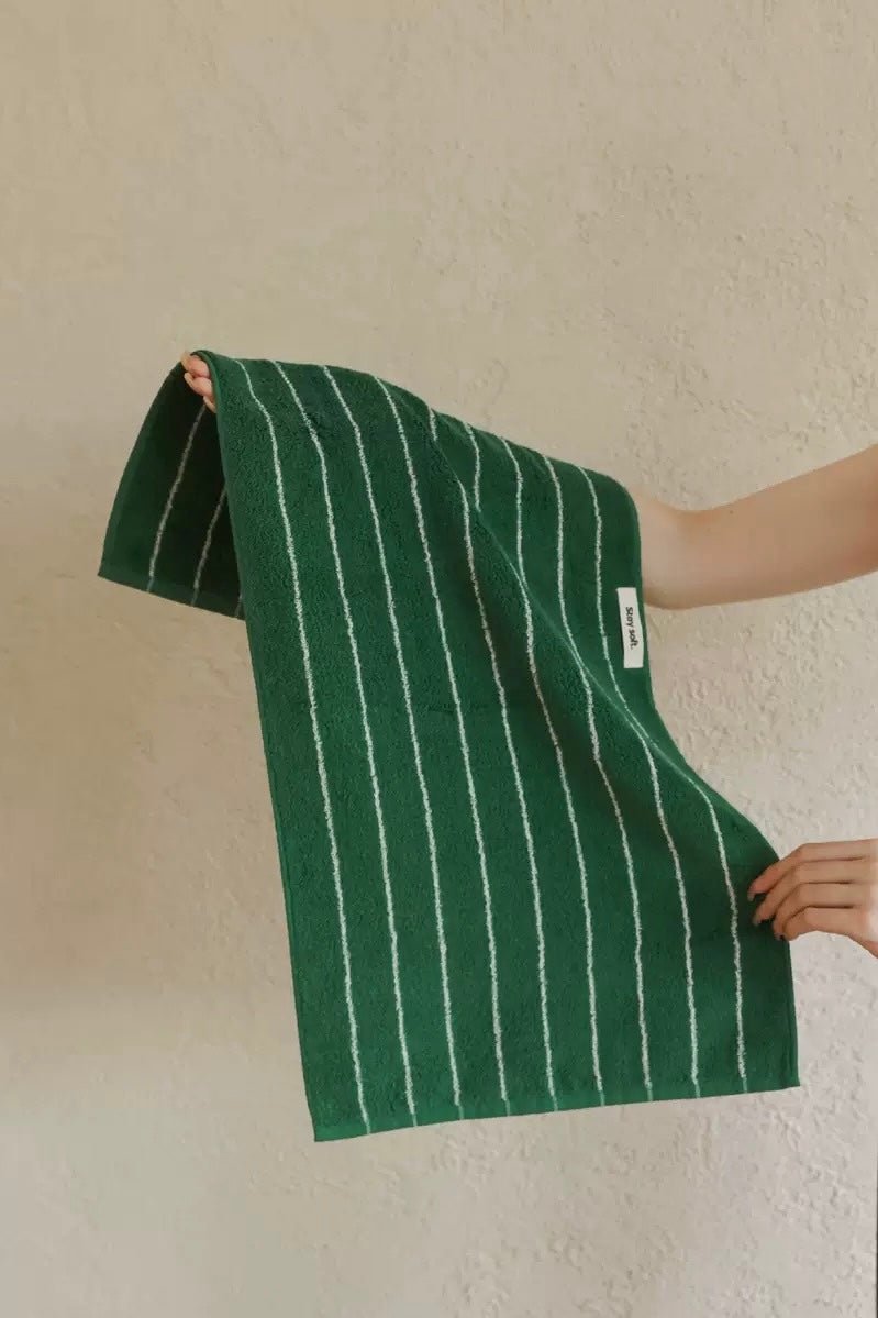 Modern Earthy Tone Pinstripe Bath Towel — 100% Long-Staple Cotton, Soft, Plush & Absorbent