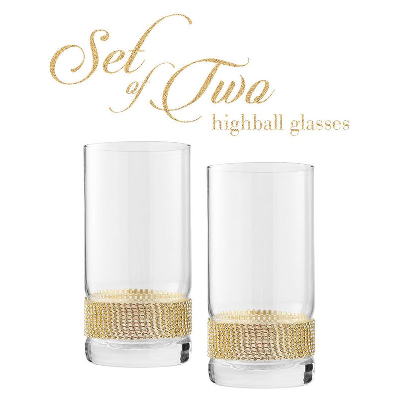 Berkware Highball Glass with Rhinestone Design 2 Pack