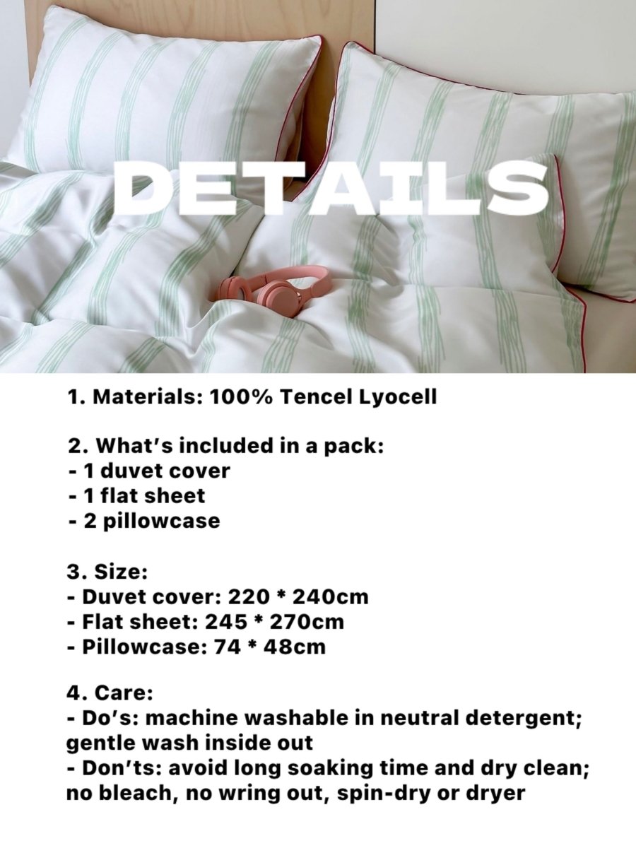Elegant Coastal Pastel Stripe Silky Smooth Tencel Lyocell Duvet Cover Set -  Queen Size