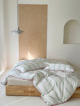 Elegant Coastal Pastel Stripe Silky Smooth Tencel Lyocell Duvet Cover Set -  Queen Size