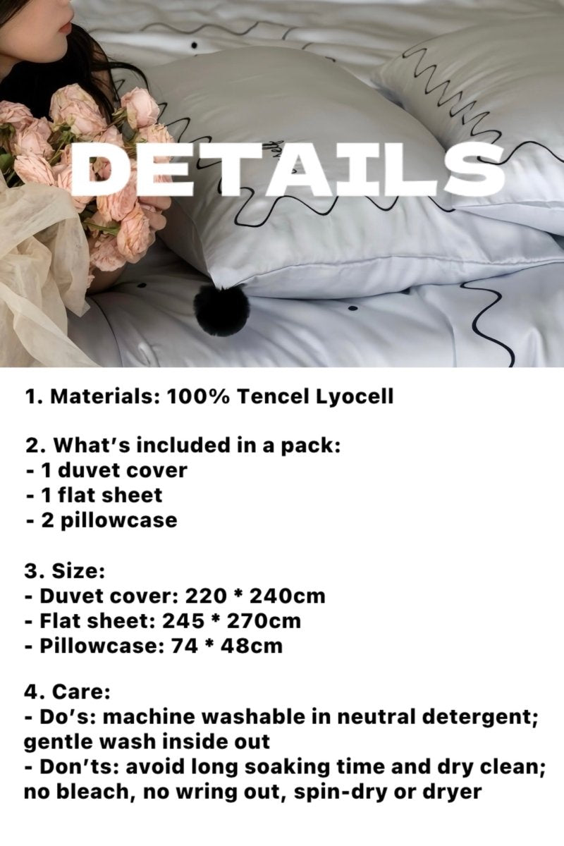 Elegant Retro Nordic Silky Smooth Tencel Lyocell Queen Size Duvet Cover Set