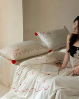 Elegant Retro Polka Dot Silky Smooth Tencel Lyocell Queen Size Duvet Cover Set