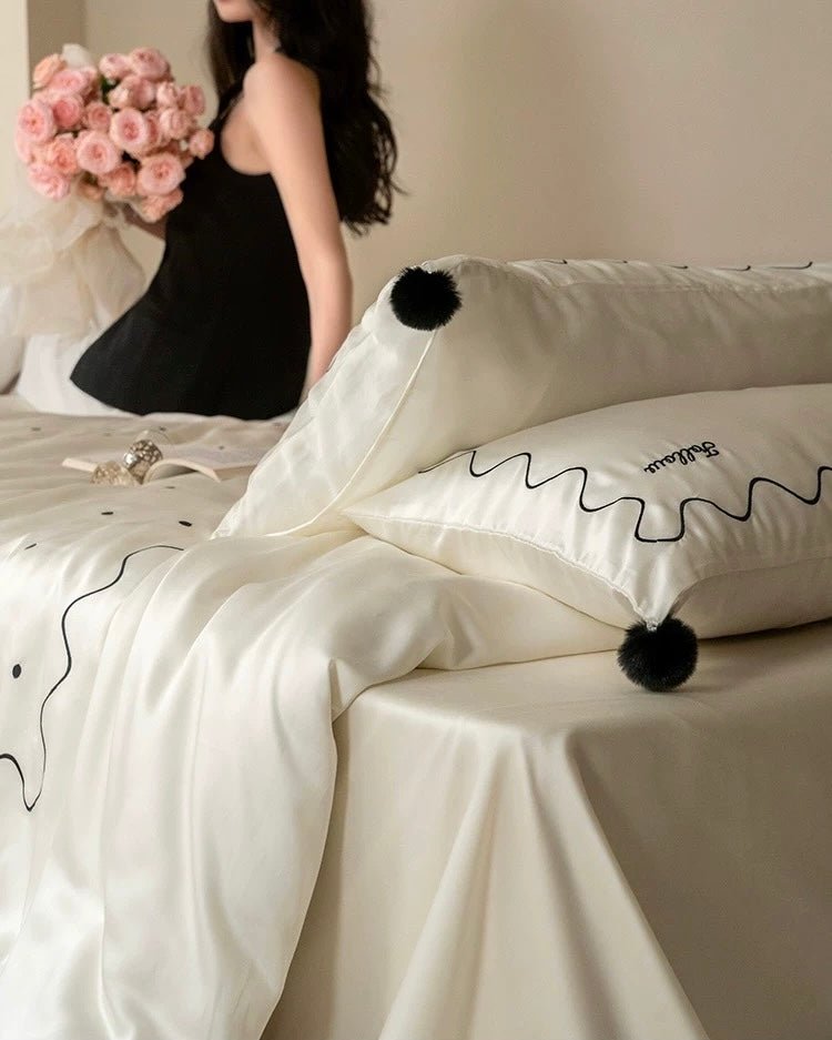 Elegant Retro Silky Smooth Cooling Tencel Lyocell Queen Size Duvet Cover Set