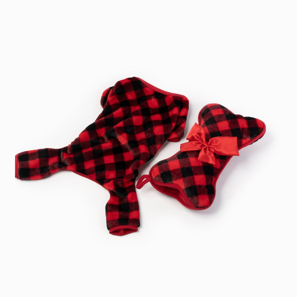 Elf Dog Pjs & Stocking Set - Red Plaid