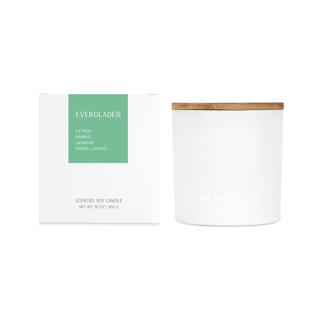 Everglades 3 Wick Candle - Citrus, Bamboo, Jasmine & Green Leaves.