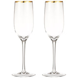 Berkware Crystal Champagne Flutes with Gold tone Rim -  Set of 6